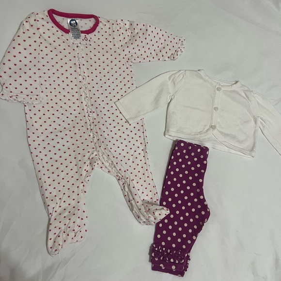 Gerber Other - Gymboree Cardigan Gerber Pink Heart Baby Onesie Gerber pants